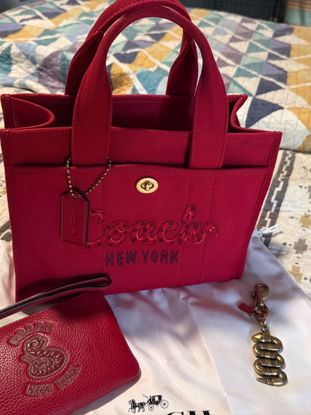 Coach Red Canvas Tote Bag- Limited Edition Year of the Snake lot